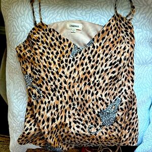 L’AGENCE Jane V Neck Cheetah Silk Camisole Animal Print Tank Top NWT XS Women’s
